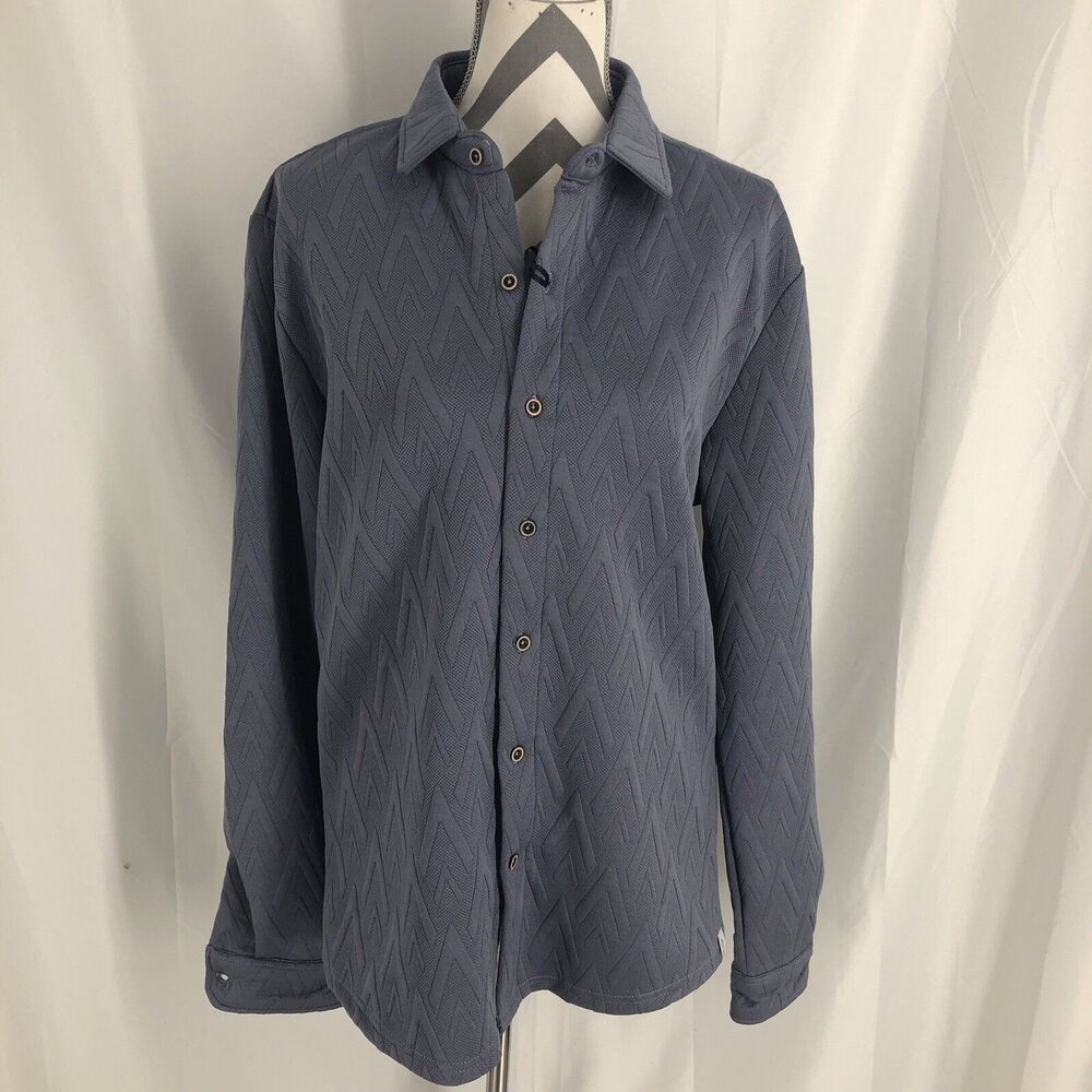 West Oak Womens Shacket Jacket Blue Buttons Pockets Collar M